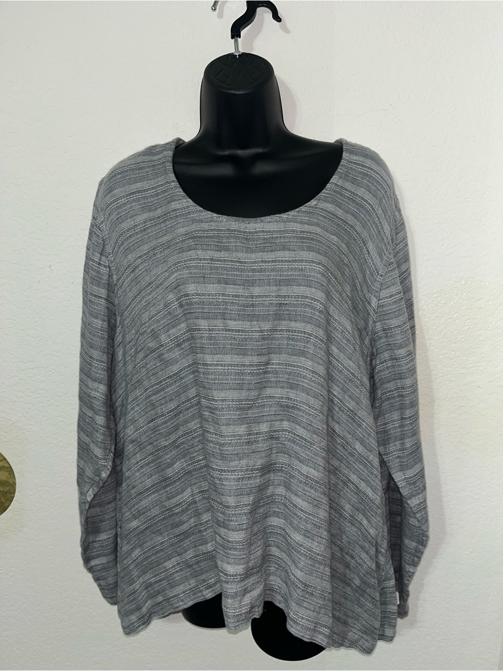 Flax striped long sleeve linen top